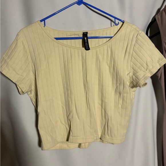 Design Lab Ribbed Beige Crop Top - Picture 1 of 2